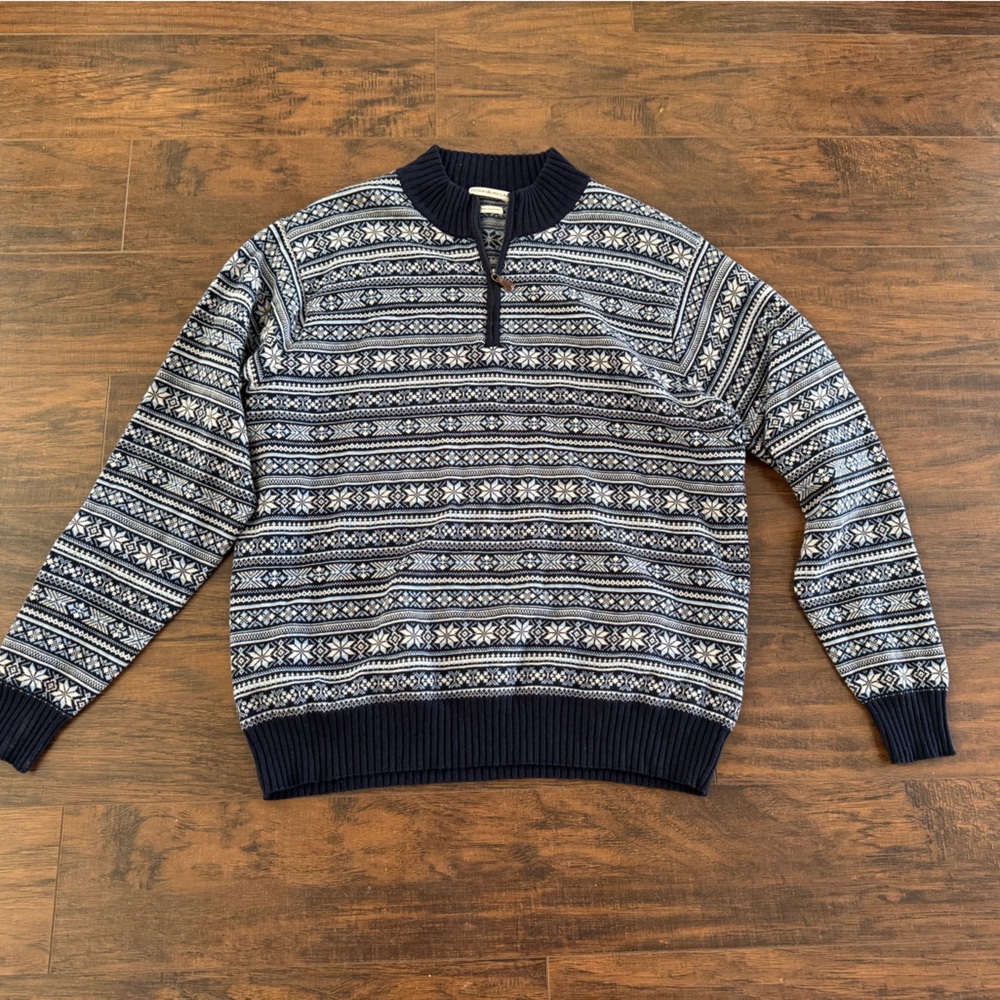 Peter millar Nordic snowflake 1/4 zip Navy Blue Patterned Men's Sweater